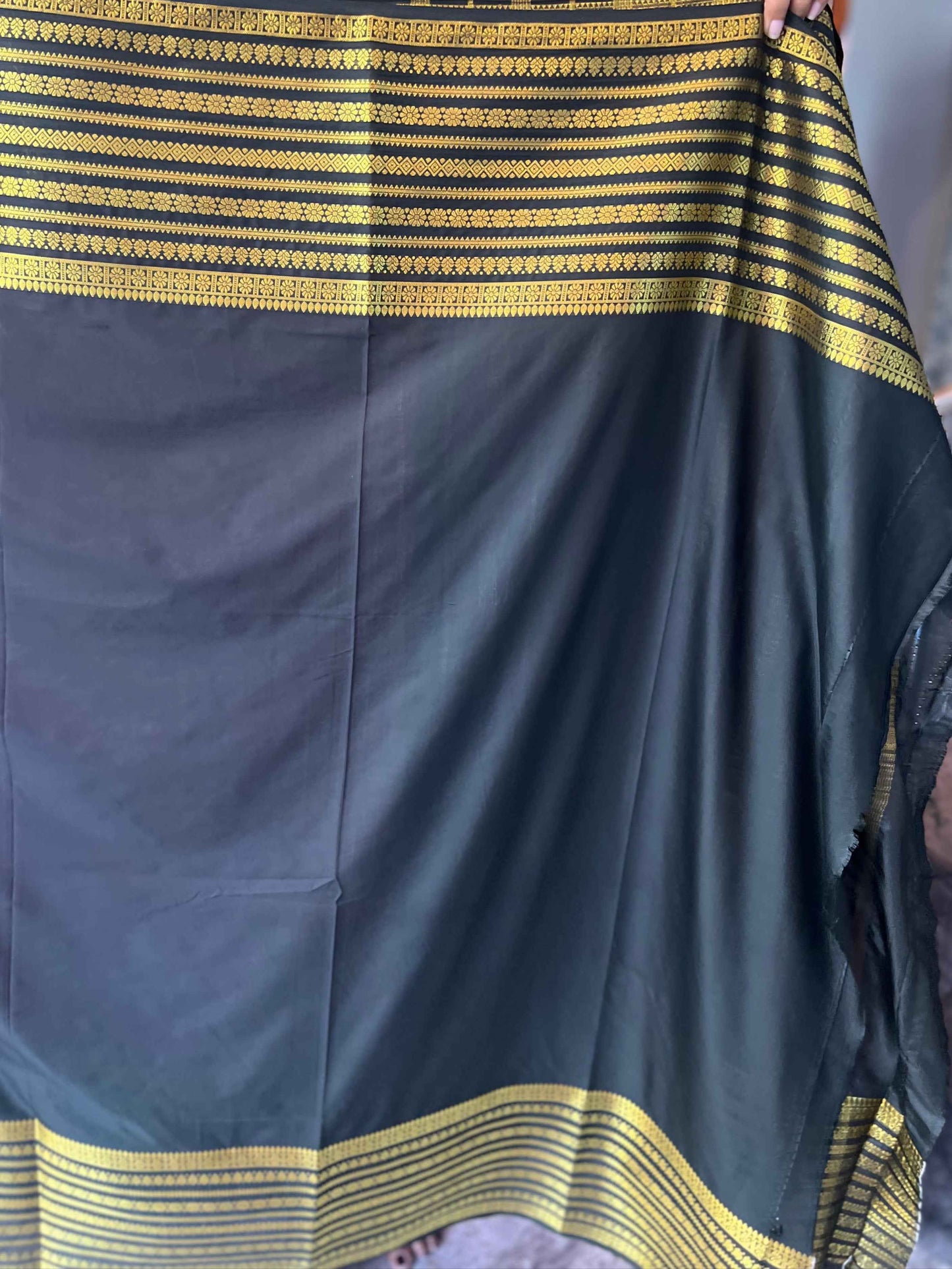 Semi Crepe Fabric - Elegant and Versatile Kanchi Border in Pink and Bottle Green - Craft Of Aele