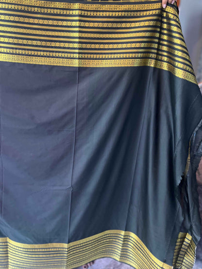 Semi Crepe Fabric - Elegant and Versatile Kanchi Border in Pink and Bottle Green - Craft Of Aele