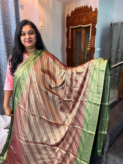 Mysore Semi Crepe - Simmer fabric Wine with Green - Craft Of Aele