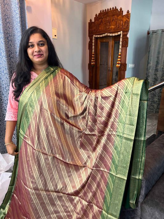 Mysore Semi Crepe - Simmer fabric Wine with Green - Craft Of Aele