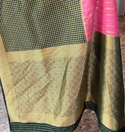 Mysore Semi Crepe Half and Half - Candy Pink with Green (Copy)