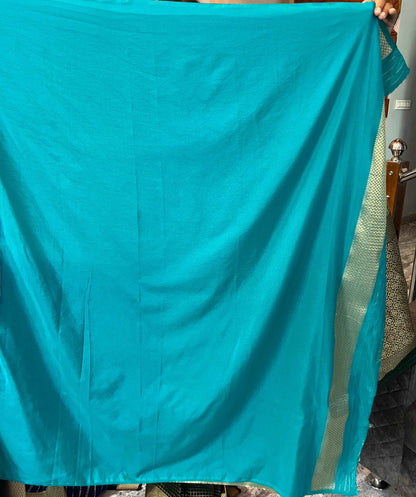 Mysore Semi Crepe Half and Half - Green with Red