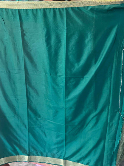 Mysore Semi Crepe Brocade - Lavender with Bottle Green