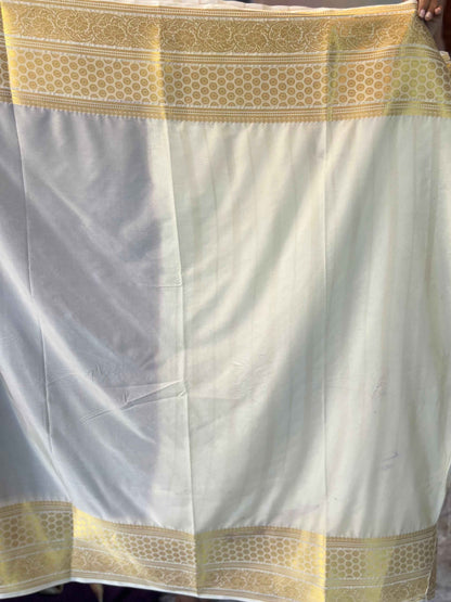 Mysore Semi Crepe Elegant border design - Purple with Half White (Copy)