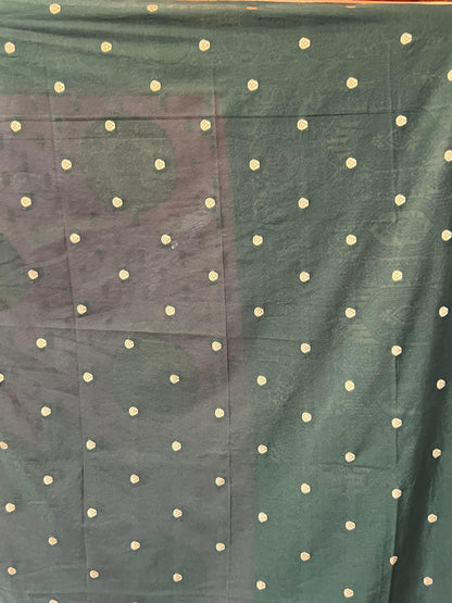 Premium Banarasi Crepe Saree - Candy pink with Bottle Green