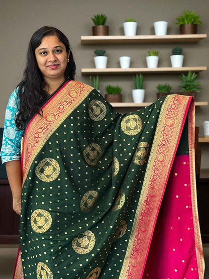 Premium Banarasi Crepe Saree - Lavender with Purple