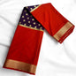 Premium Mysore Semi Crepe Elegant 2D design - Orange with Purple (Copy)