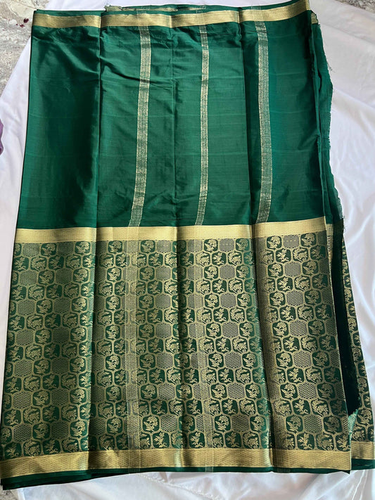 Premium Mysore Semi Crepe Half & Half Brocade - Purple