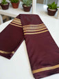 Mysore Semi Crepe Elegant 4 line border design - Navy Blue