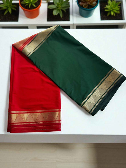 Mysore Semi Crepe Half and Half 2D -Blue with Purple