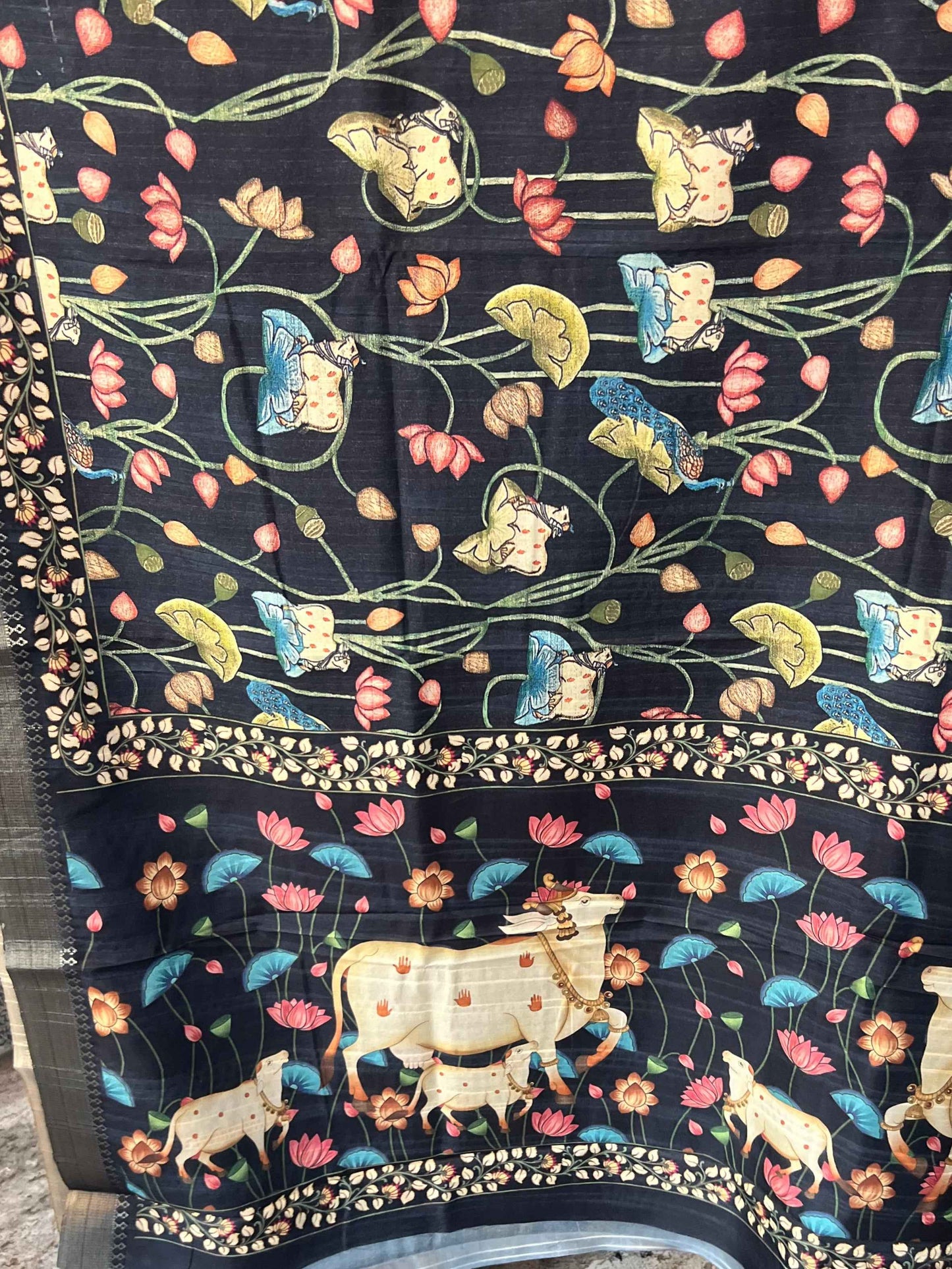 Premium Cotton Silk Pichwai Prints - Black (Copy)