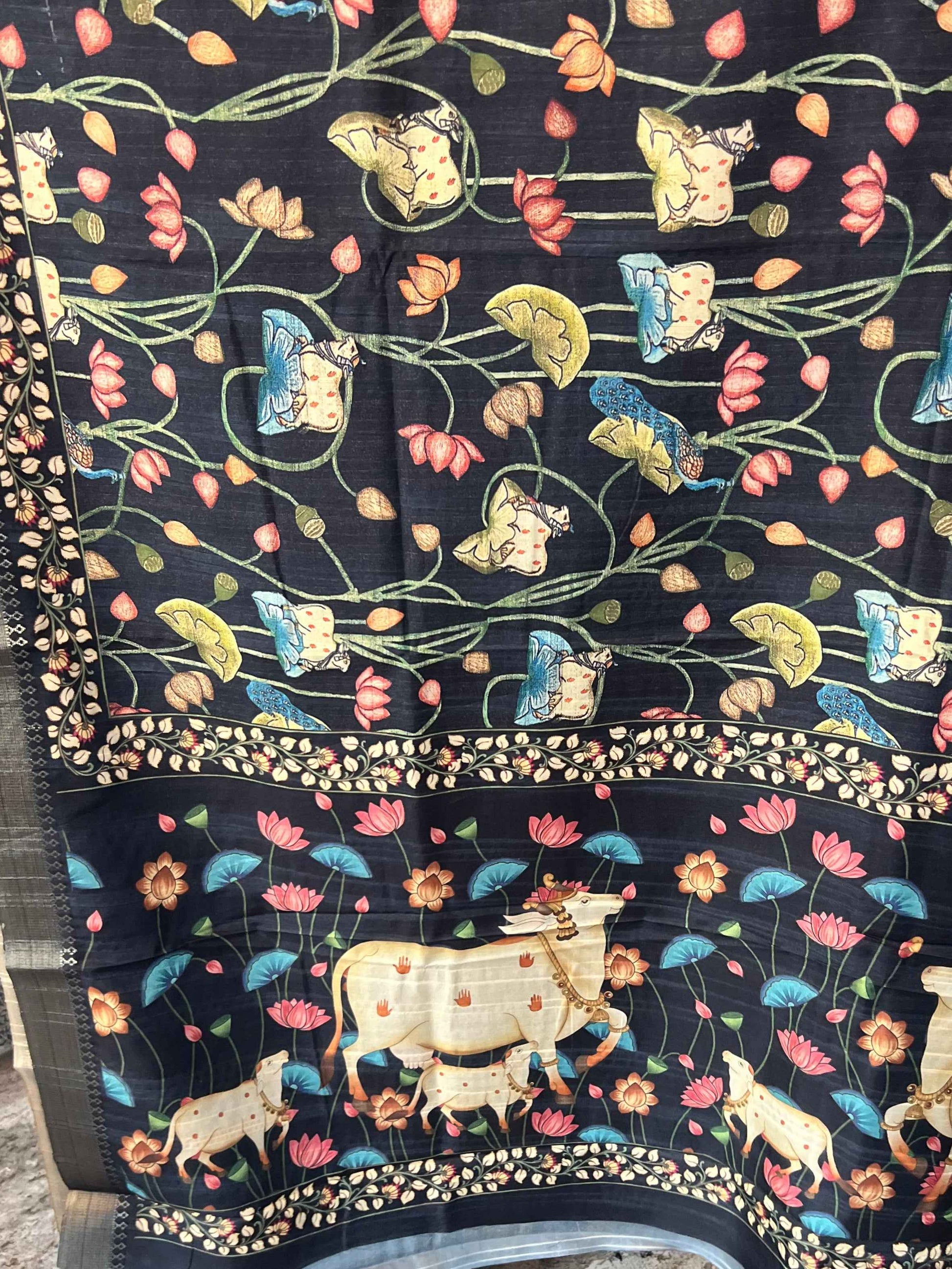 Premium Cotton Silk Pichwai Prints - Black (Copy)