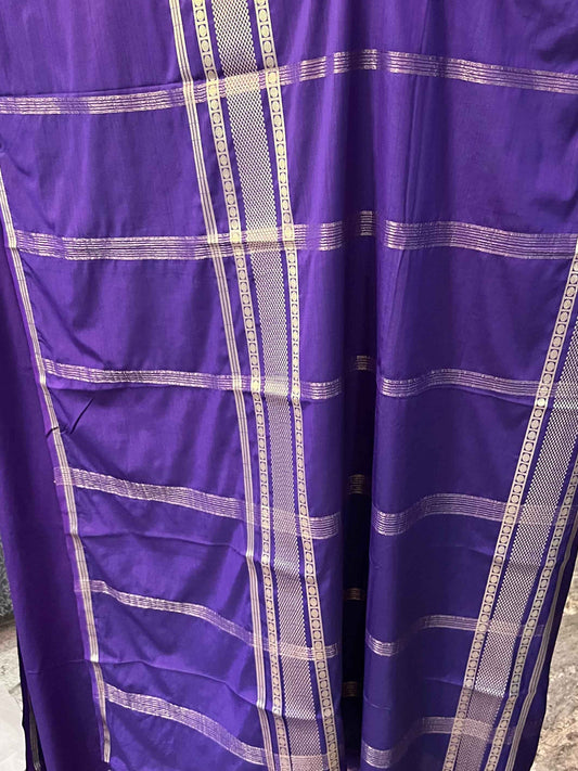 Mysore Semi Crepe Elegant 4 line border design - Purple (Copy)
