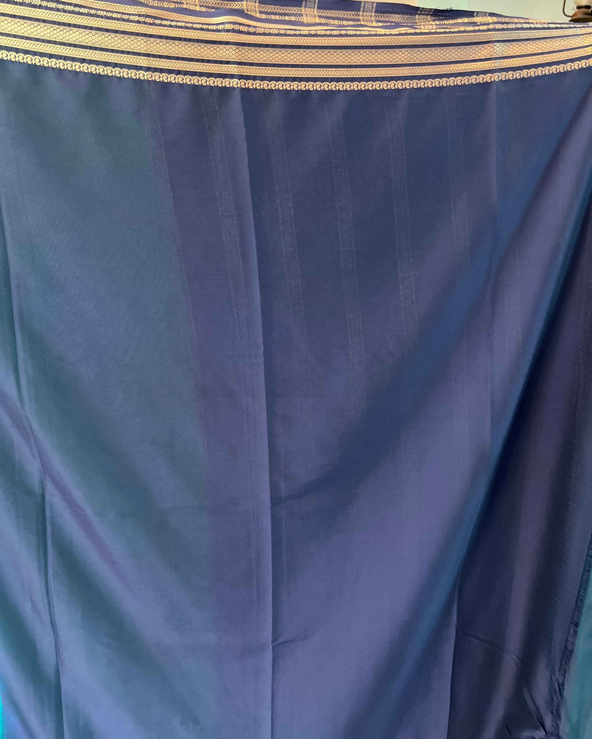 Semi Crepe Fabric - Elegant and Versatile Small Border in Green Navy Blue - Craft Of Aele