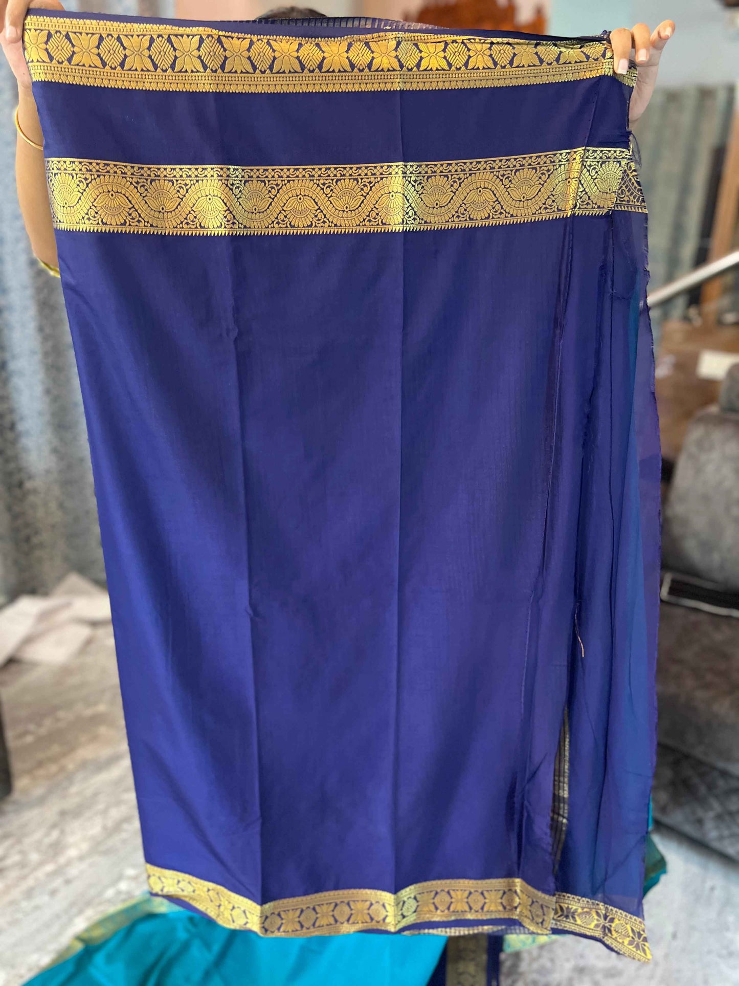 Semi Crepe Floral Border Fabric - Bentex Design - Craft Of Aele