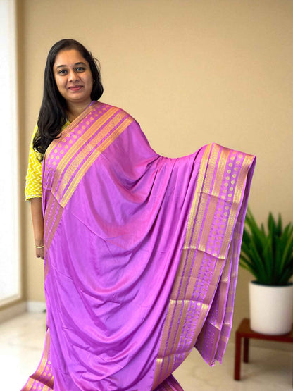 Semi Crepe Butta Border Lavender by Bentex Design - Elegant and Stylish - Craft Of Aele