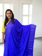 Semi Crepe Royal Blue Fabric with Elegant Lines Design - Craft Of Aele
