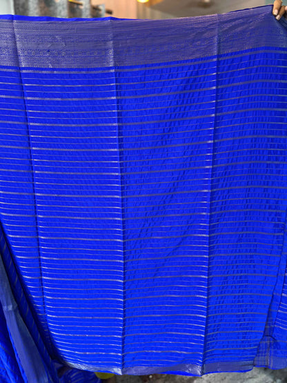 Semi Crepe Royal Blue Lines Design Dress for Elegant Occasions - Perfect for Special Events - Craft Of Aele
