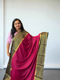 Semi Crepe Fabric - Elegant and Versatile Kanchi Border in Red with Black - Craft Of Aele