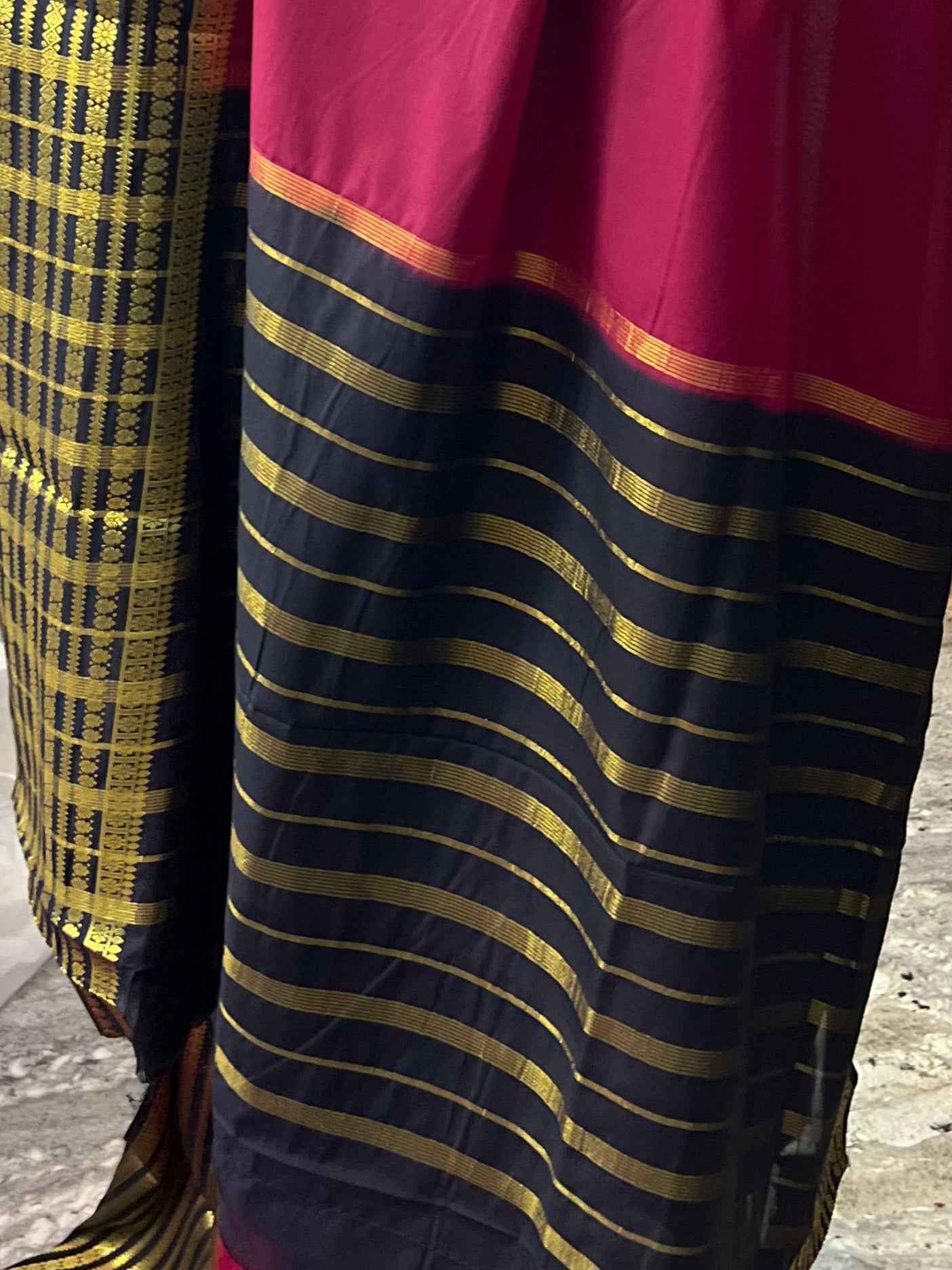 Semi Crepe Fabric - Elegant and Versatile Kanchi Border in Red with Black - Craft Of Aele
