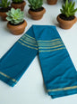 Blue saree with gold borders