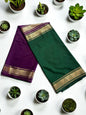 Mysore Semi Crepe Half and Half 2D - Bottle Green with Purple