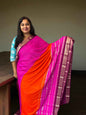 Mysore Semi Crepe 3D Elegant design - Orange with Pink and Marron (Copy)