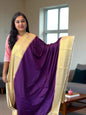 Mysore Semi Crepe Elegant border design - Purple with Half White (Copy)